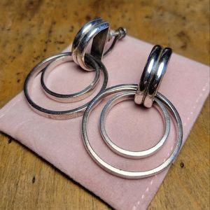 Vintage 90s Mexican silver loop screw back earrings